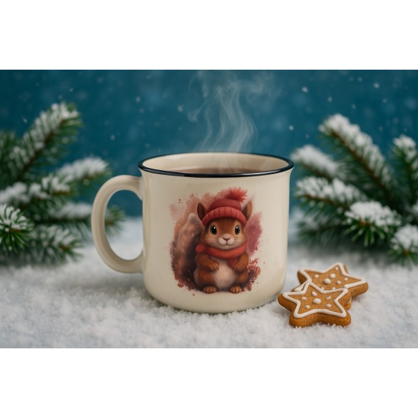 Kubek porcelanowy 220 ml Wiewiórka Henio różowa