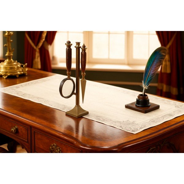 Zestaw prezentowy do listów lupa + nożyk na stojaku 120029