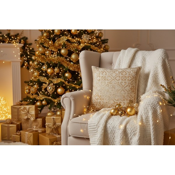 Poszewka dekoracyjna 45x45 cm Złoty ornament