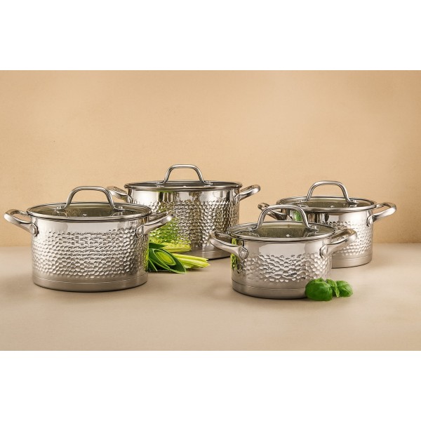 Komplet garnków 8 el. ze stali nierdzewnej Bubble