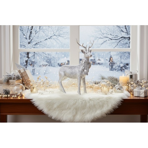 Figurka ozdobna Jeleń 26 cm srebrny 172079