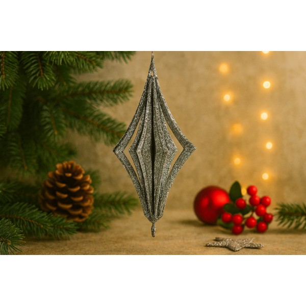 4x Bombka srebrna bączek