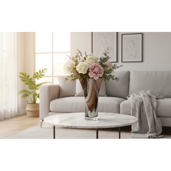 Wazon szklany 28 cm brązowo-czarny 2310/C269