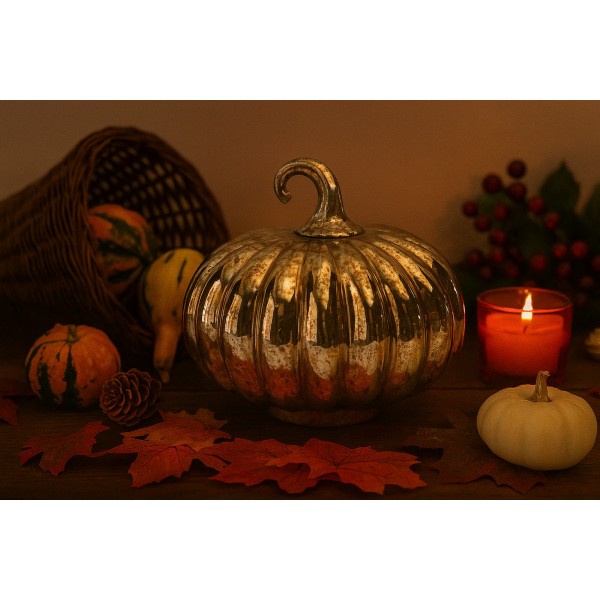 Ozdoba szklana Dynia 18 cm złota