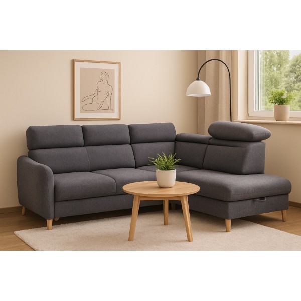 Narożnik Hugo z funkcją spania i poj. na pościel