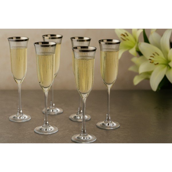 Komplet 6 kieliszków do szampana 160 ml Koral Platinium