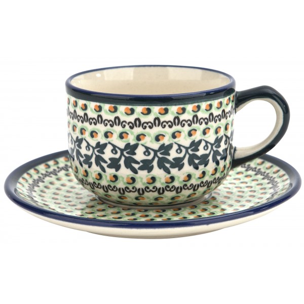 Filiżanka 220 ml ze spodkiem Bolesławiec Dekor 1165A