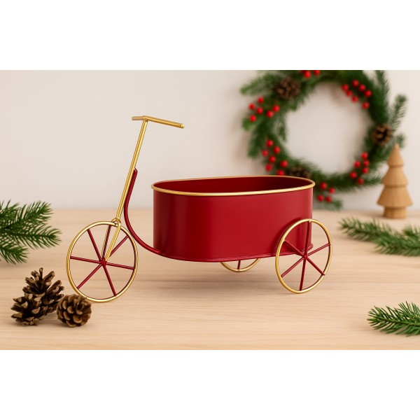 Doniczka osłonka Rowerek czerwony 37x14 cm