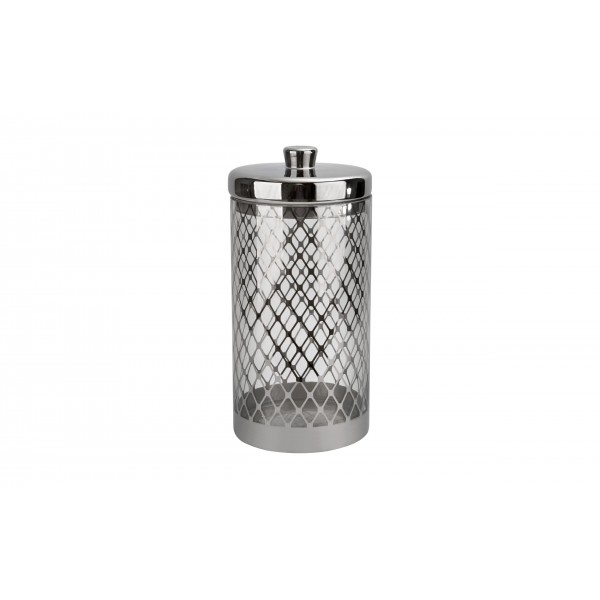 Pojemnik szklany z pokrywką w kolorze srebra wys. 42,5cm