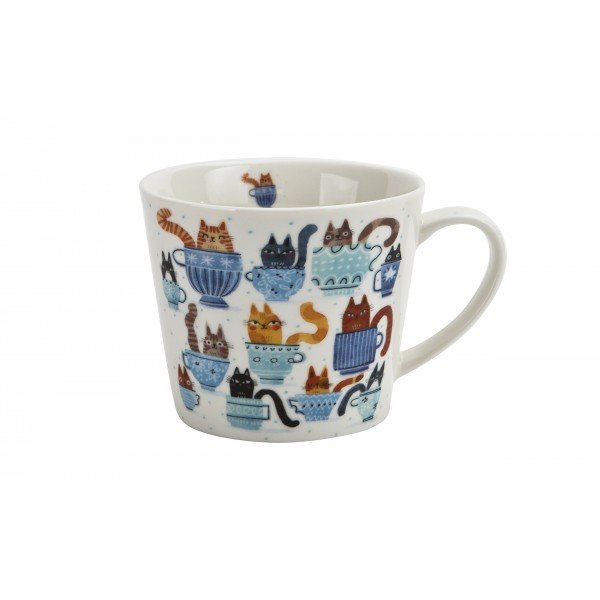 Kubek porcelanowy 610 ml prosty Koty w filiżankach