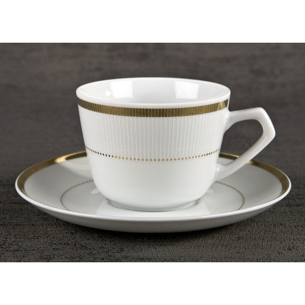 Kpl. 6 filiżanek 200ml ze spodkiem Marcello Gold