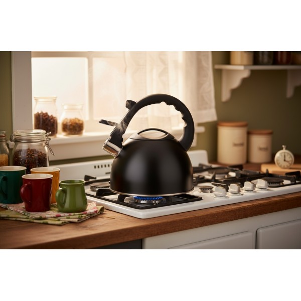 Czajnik tradycyjny z gwizdkiem 2,5 L Spark czarny
