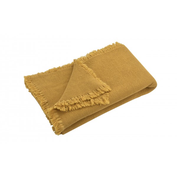 Pled bawełniany 130x170 cm Waffle Yellow