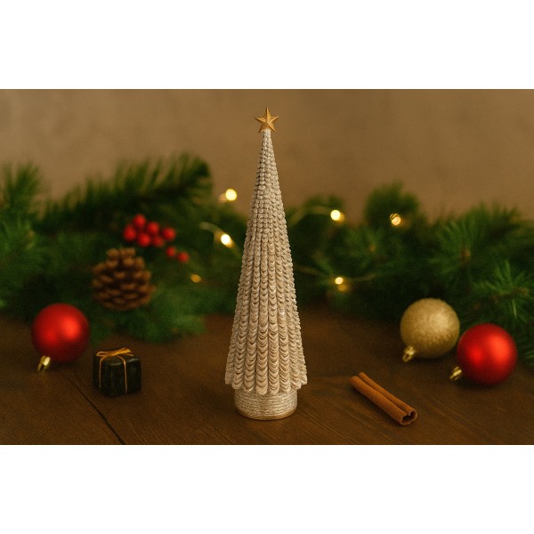 Figurka świąteczna Choinka biało-złota 35 cm 172862