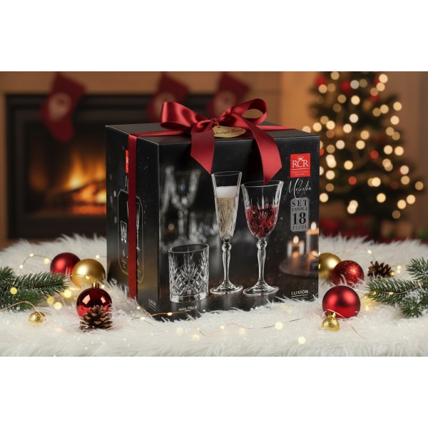 Zestaw kieliszków i szklanek 18 el. Melodia szkło kryształowe