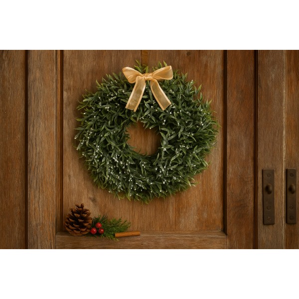 Ozdoba świąteczna Wianek zielony ośnieżony