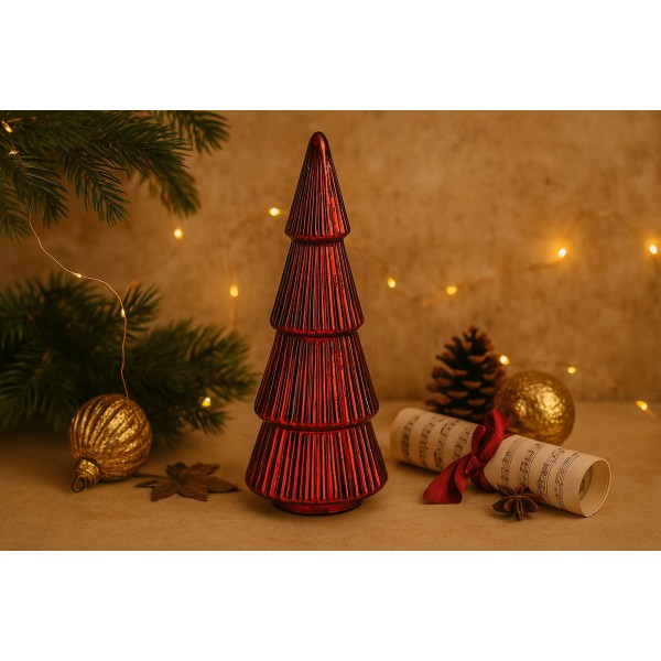 Ozdoba szklana Choinka czerwona średnia 39 cm