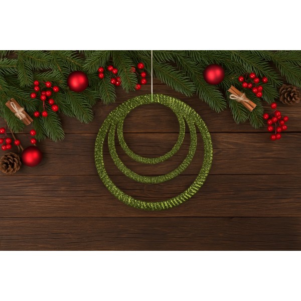 12x Ozdoba świąteczna zielona kółko