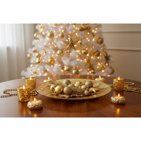 Patera dekoracyjna 27 cm okrągła Ambition Serve złota