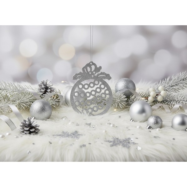 12x Ozdoba świąteczna bombka srebrna