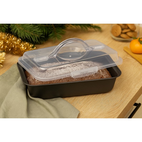 Blacha nieprzywieralna z pokrywą 32,5x22,5x5 cm IDEAL