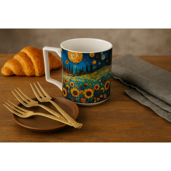 Duży kubek porcelanowy 750 ml Modern Sunflower Field