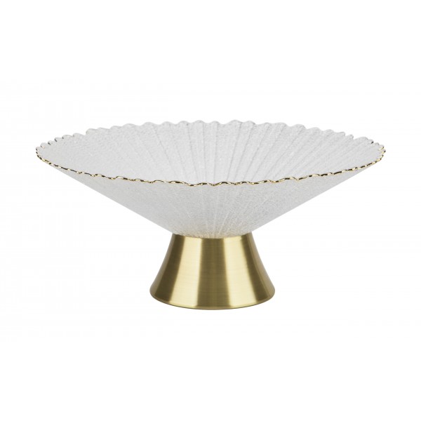 Patera szklana dekoracyjna ze złotą stopką 162398