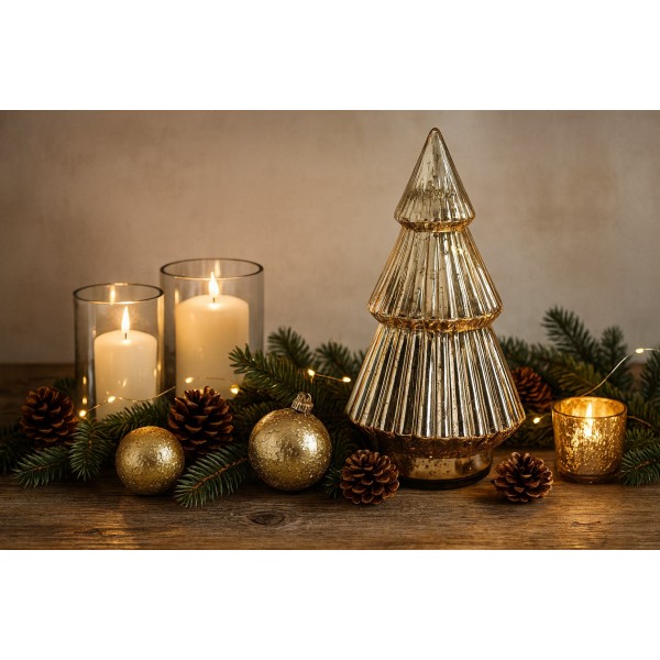 Ozdoba szklana Choinka złota mała 30 cm