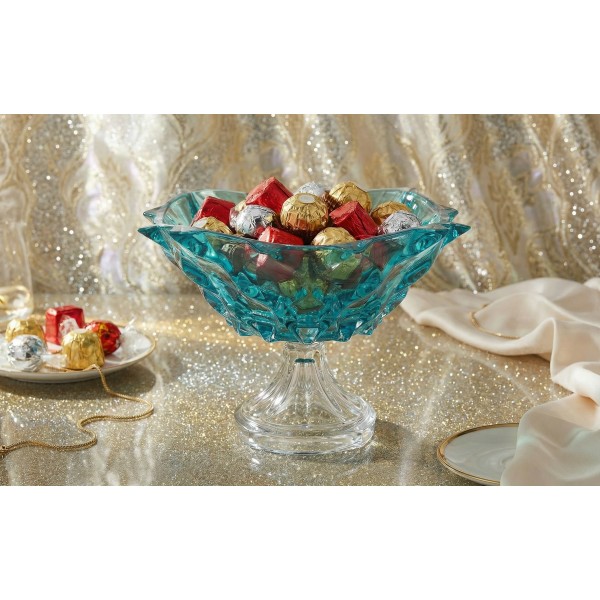 Misa kryształowa 30,5 cm na nodze Samba Aquamarine