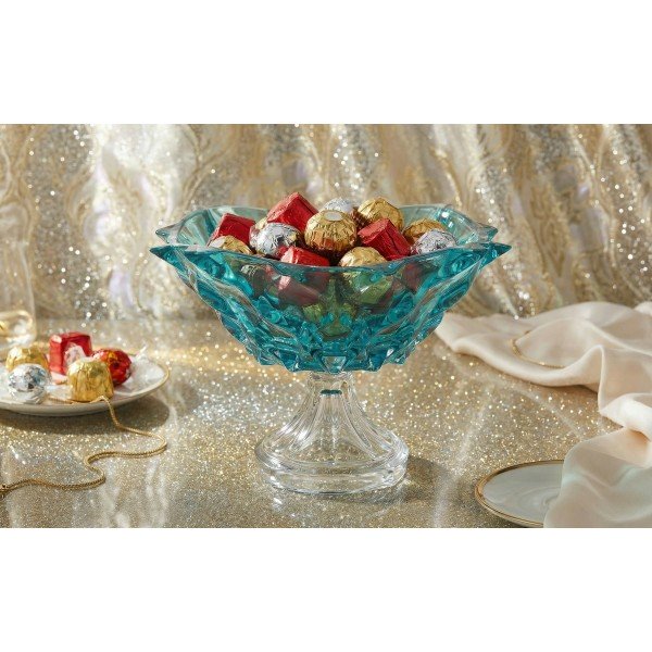 Misa kryształowa 30,5 cm na nodze Samba Aquamarine