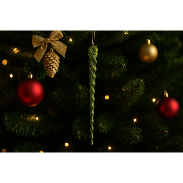 24x Ozdoba świąteczna zielony sopel