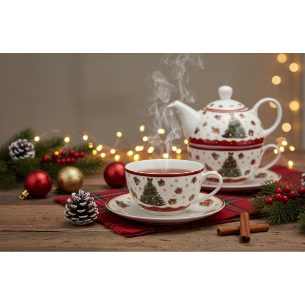 Filiżanka z dzbankiem i zaparzaczem Tea for One Christmas Tree 3