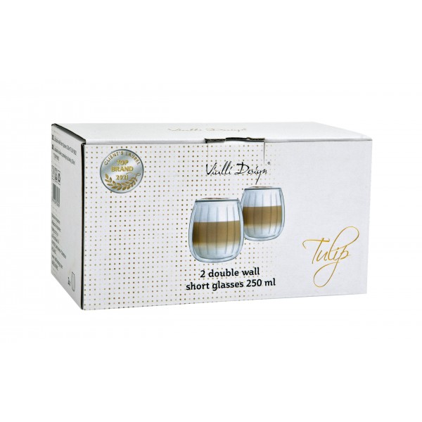 Komplet 2 szklanek termicznych 250 ml z podwójną ścianką Tulip