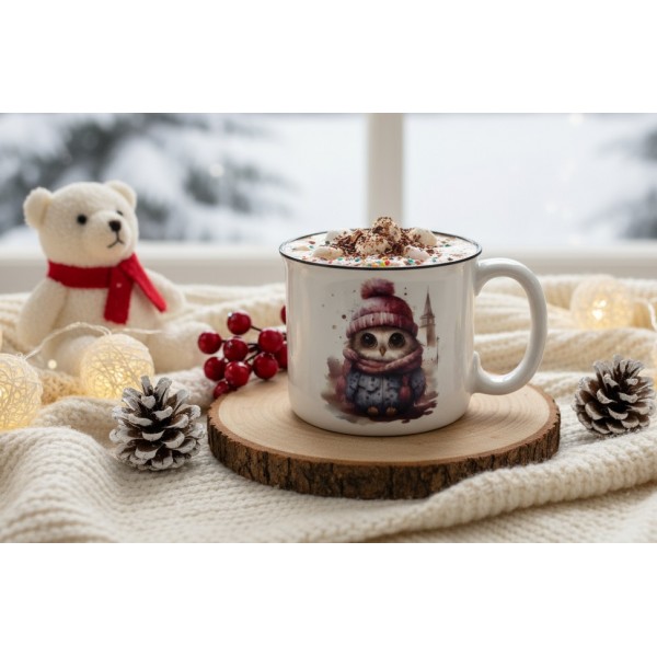 Kubek porcelanowy 220 ml Sowa Otello różowa