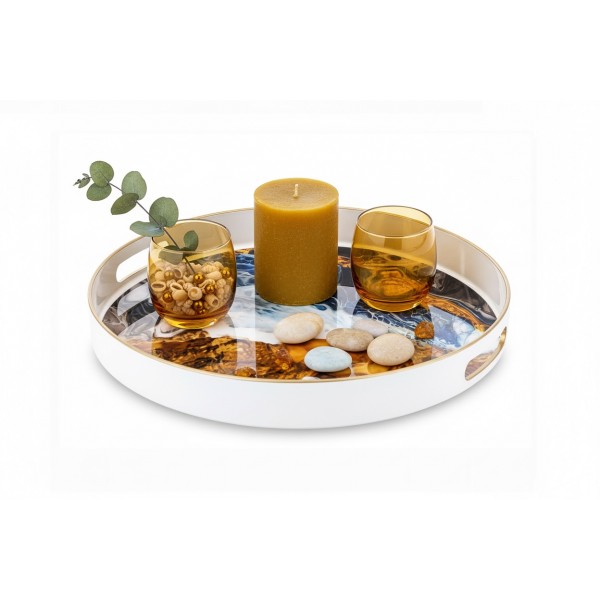 Taca dekoracyjna 34,5 cm Biało-nieb-brąz 159833