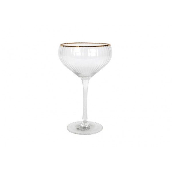 Kieliszek do szampana 250 ml szeroki ryflowany Rim Gold