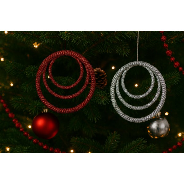 12x Ozdoba świąteczna czerwona kółko