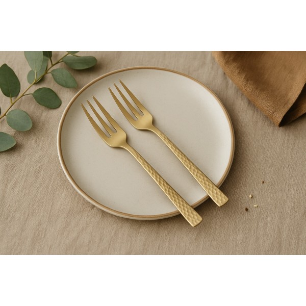 Komplet 6 widelczyków do ciasta Felicity w szampańskim kolorze