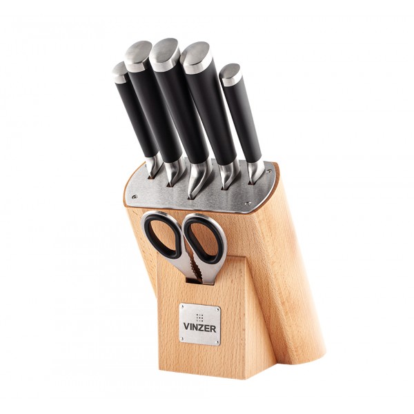 Komplet 5 noży w bloku + nożyczki Falcon 50122