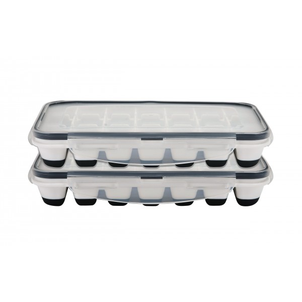 Zestaw 2 Pojemników na kostki lodu 28x15cm z pokrywką