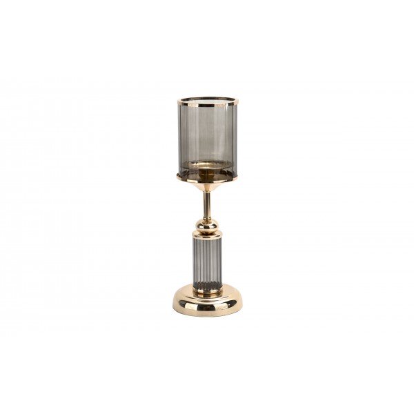 Świecznik szklany kielich 35 cm złoto-czarny