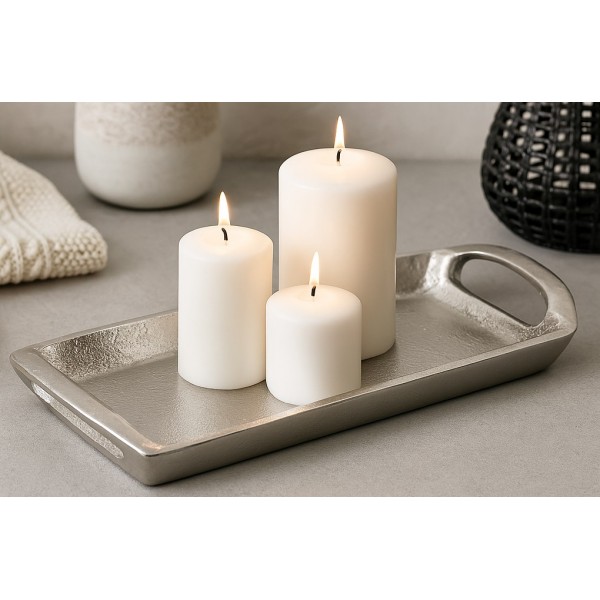 Taca dekoracyjna 32,5x12x5 cm srebrna EW2594