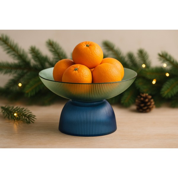 Patera dekoracyjna szklana 25 cm zielono-niebieska