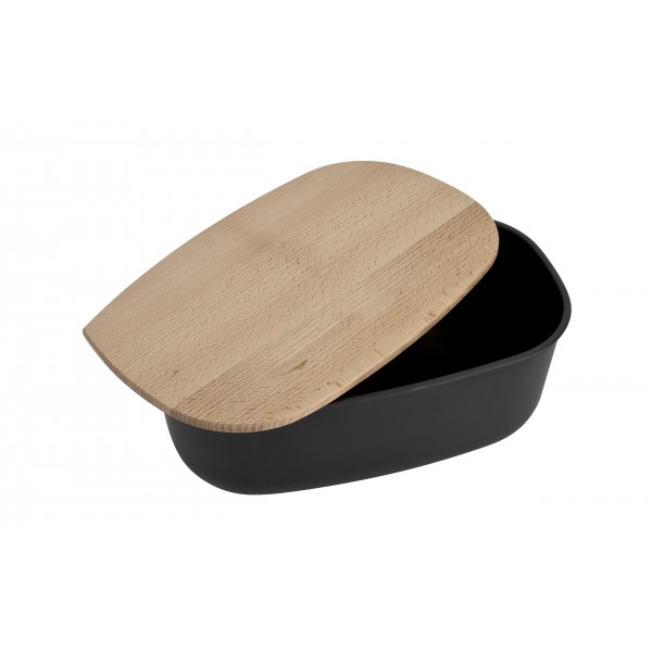 Pojemnik na pieczywo z drewnianą pokrywą