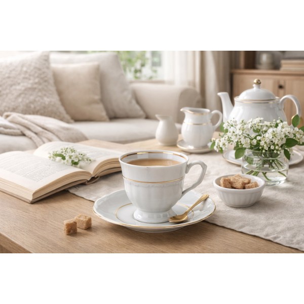 Komplet 6 filiżanek 250 ml + spodki Maria Teresa Gold