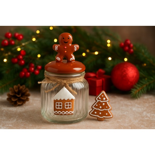 Pojemnik na ciastka szklany Piernik Deco Xmas