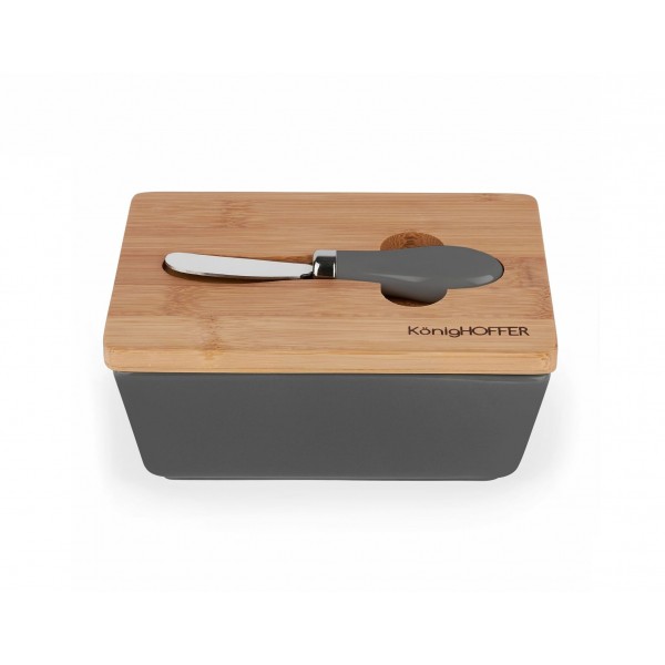 Maselnica z pokrywką i nożykiem szara 424288