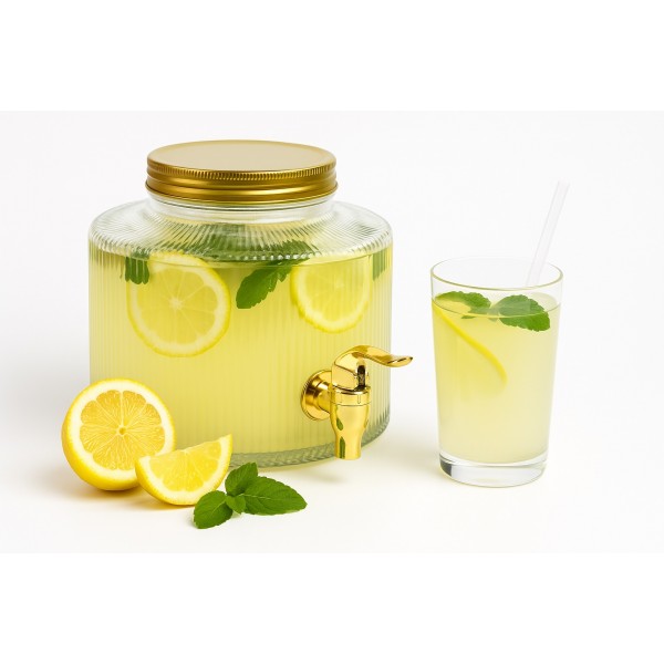 Słój z kranem ryflowany 2L