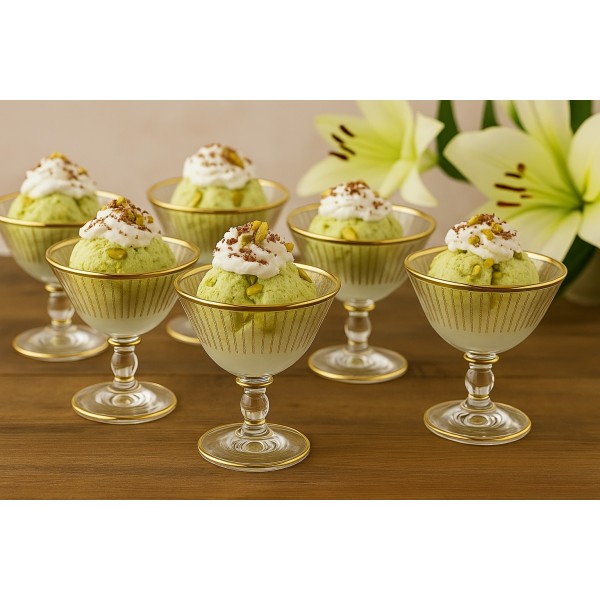 Komplet 6 pucharków do lodów Koral Gold