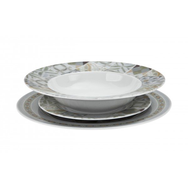 Komplet talerzy dla 6 osób Mozaika N013 18 el.